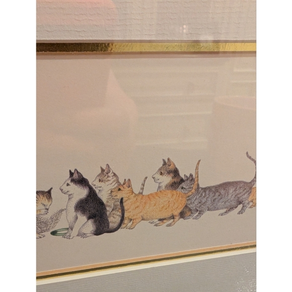 Vintage Cat Art Diane L. Patterson “Kitty-Cornered” Cat Print Framed - Picture 6 of 12
